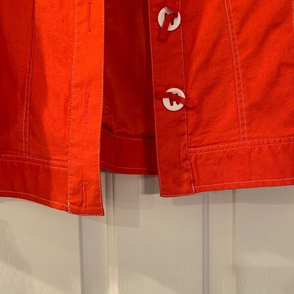 Ann Trinity Ribbon Button Orange Jacket sz M - Picture 2 of 5